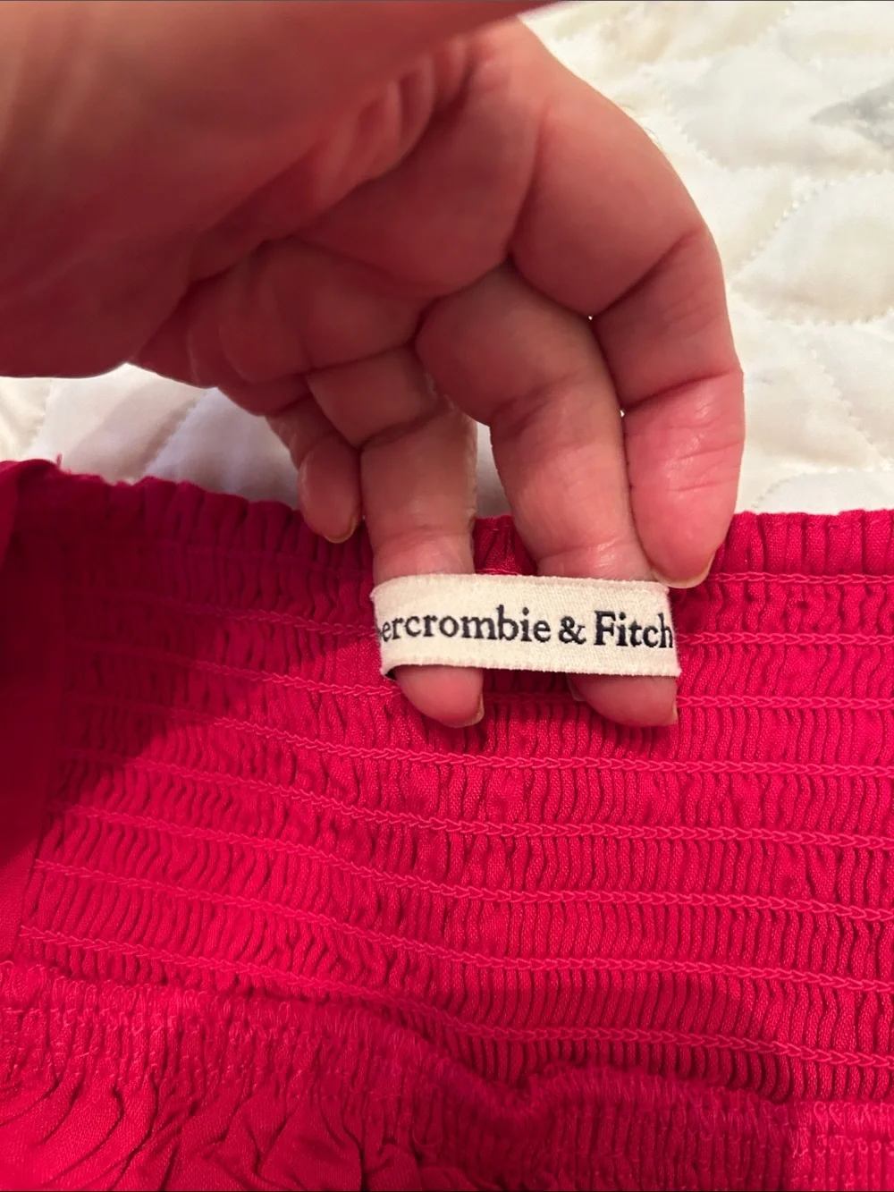 Abercrombie & Fitch Bright Pink Square-Neck Peasant Blouse